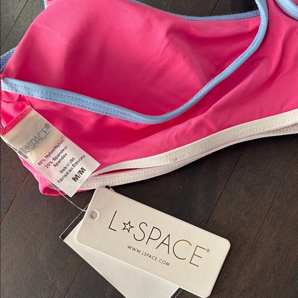 L*Space Pink and Blue Bikini Top - Picture 2 of 4